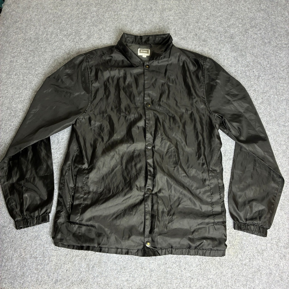 Altamont Mens Large Black Coaches Jacket Snap Front Windbreaker Lightweight